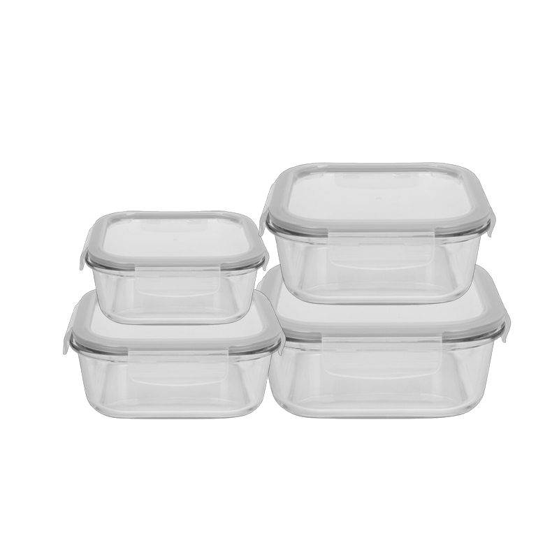 מארז 4 קופסאות זכוכית מרובעות Grab&Go