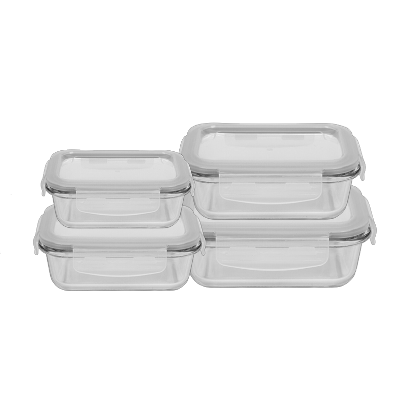 מארז 4 קופסאות זכוכית מלבניות Grab&Go