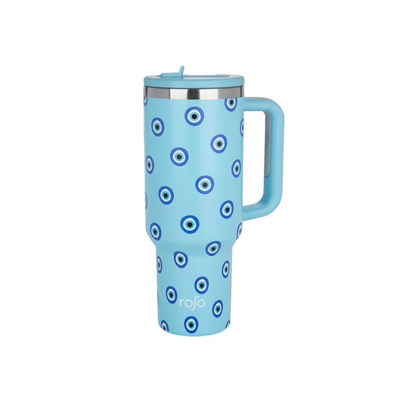 Trendy Cup עין הרע תכלת קש מתקפל