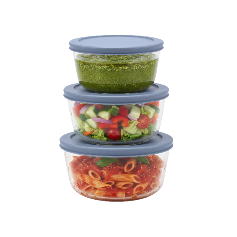 מארז 3 קופסאות זכוכית עגולות Grab&Go