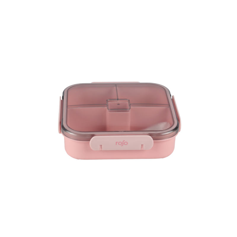 קופסת אוכל מחולקת מרובעת Grab&Go ורוד