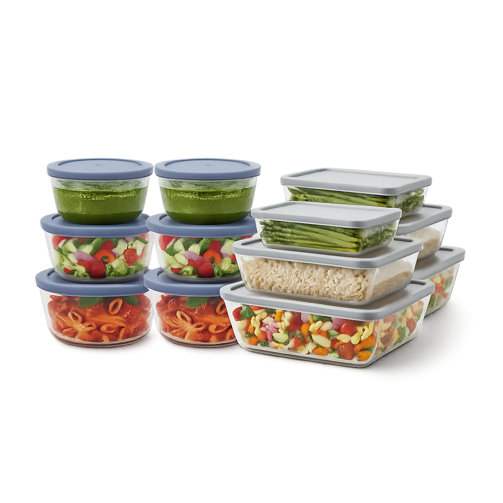 סט 12 קופסאות זכוכית מלבניות ועגולות Grab&Go